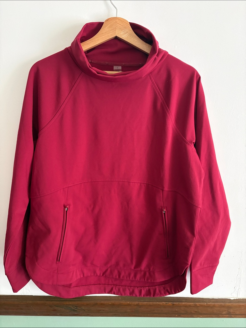 Lou & Grey Women's Funnel Neck Pullover Sweater with Fleece liner Raspberry